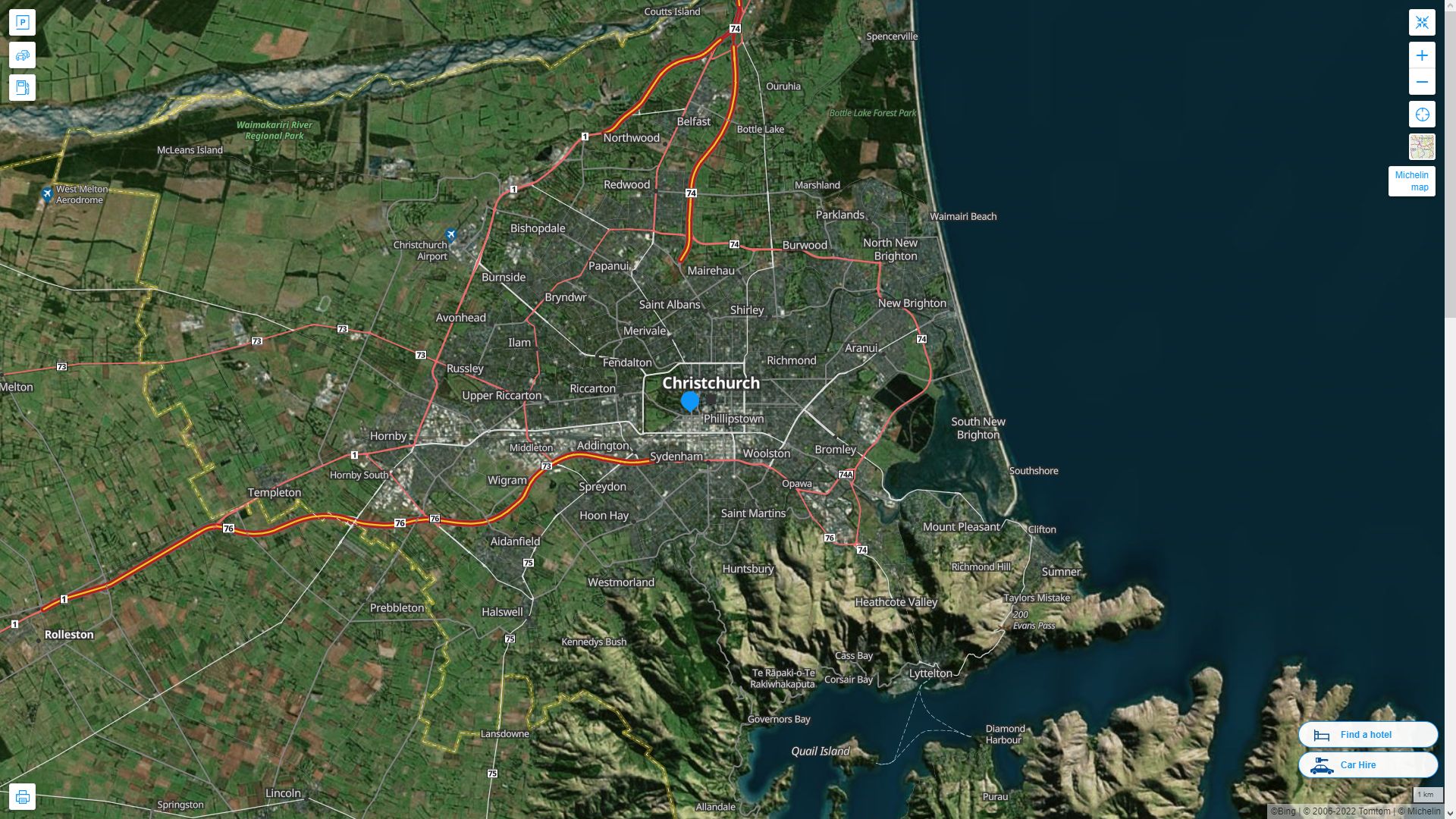 	Christchurch	 Highway and Road Map with Satellite View
